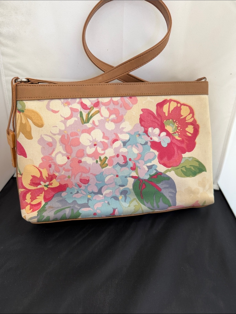 Vintage Fossil Y2K Floral Canvas Shoulder Bag No. 78082 - Near Pristine!